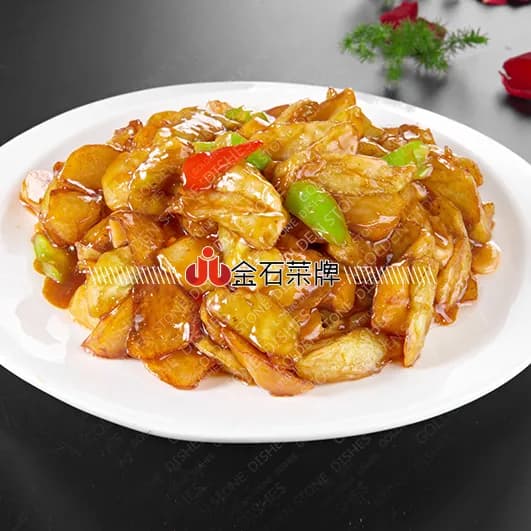 Жареный картофель с баклажаном и сладким перцем